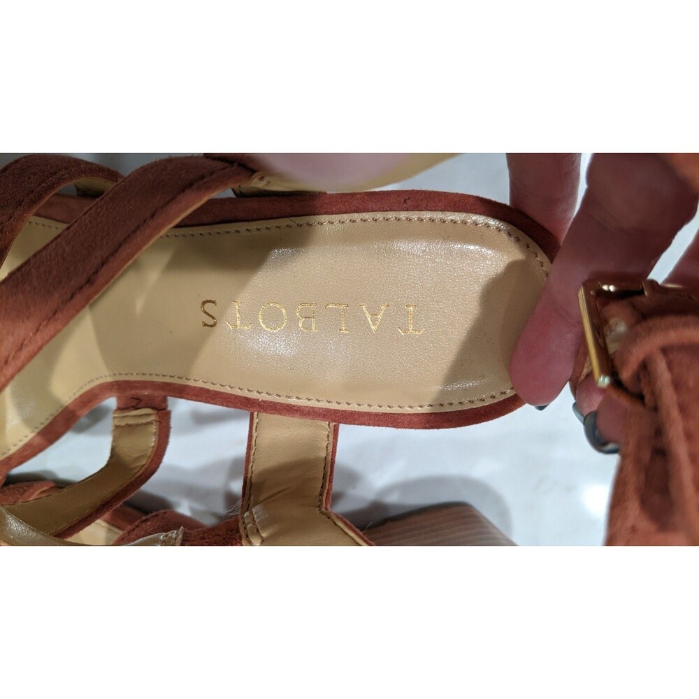 NEW~Women's TALBOTS Wedge Heel Leather Strappy Ankle Wrap Sandals 5M - Picture 12 of 13